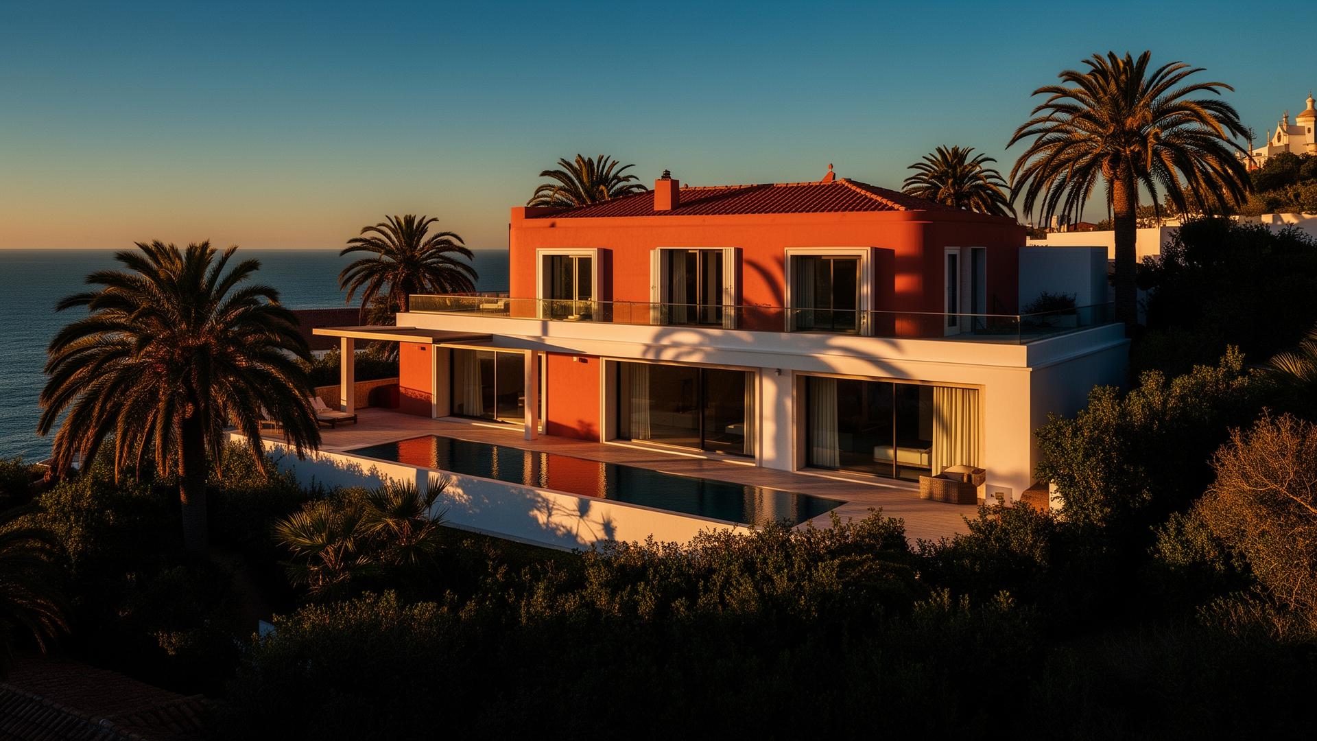 Villa moderna em Cascais ao pôr do sol